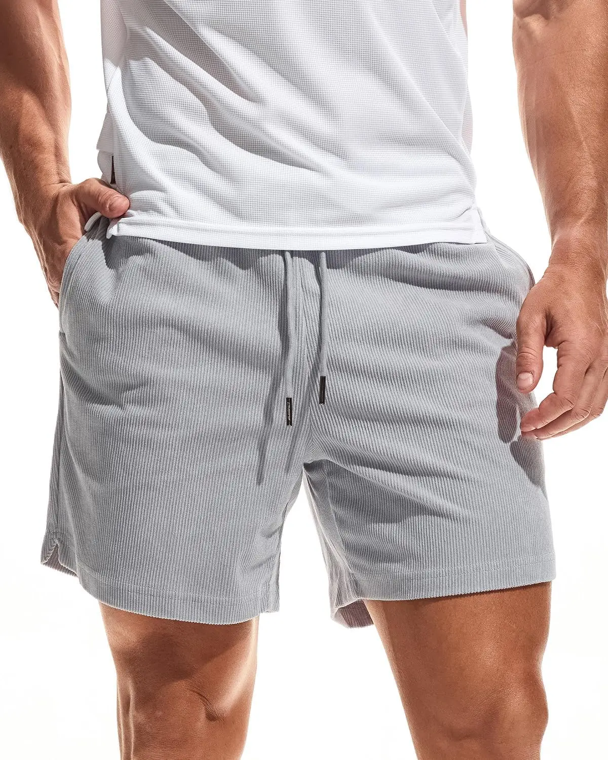 

AIMPACT мужские вельветовые шорты 6, повседневные летние пляжные шорты с эластичной резинкой на талии и шнурком для мужчин с карманами