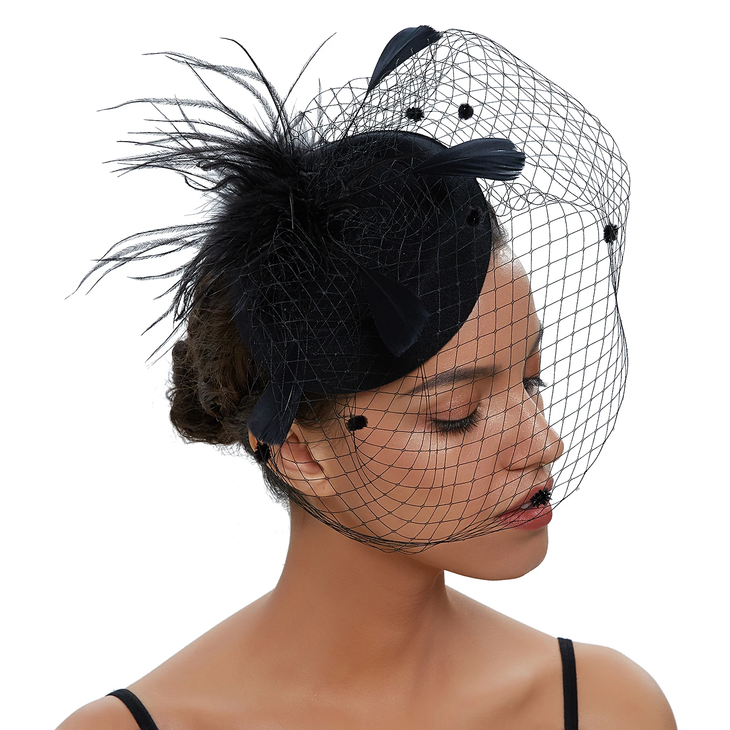 Chapeau Fascinateur Chic Fait à la Main pour Femme, Accessoire de Cheveux à Plumes, à la Mode, pour Cocktail, ixde Mariage, Église, Sauna, 2024