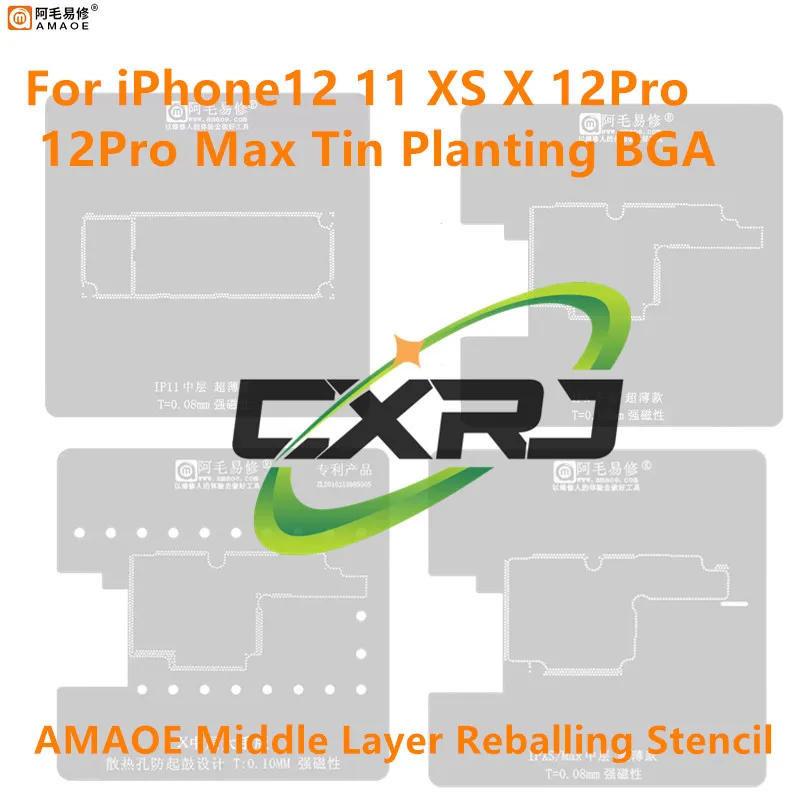 AMAOE Middle Layer Reballing Stencil Platform Kit For iPhone12 11 XS X 12Pro 12Pro Max Tin Planting BGA Motherboard Repair Tools