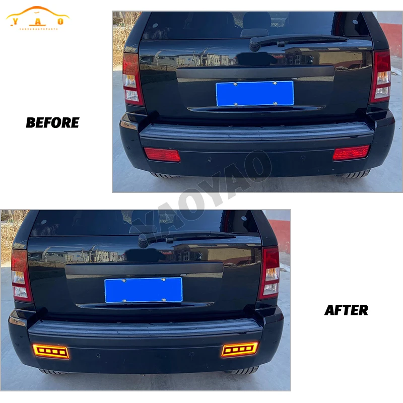 Car LED Rear Bumper Lamps For Jeep Grand Cherokee 2005 2006 2007 2008 2009 2010 Brake Light Turn Signal Backup Reflector Lamp Ta