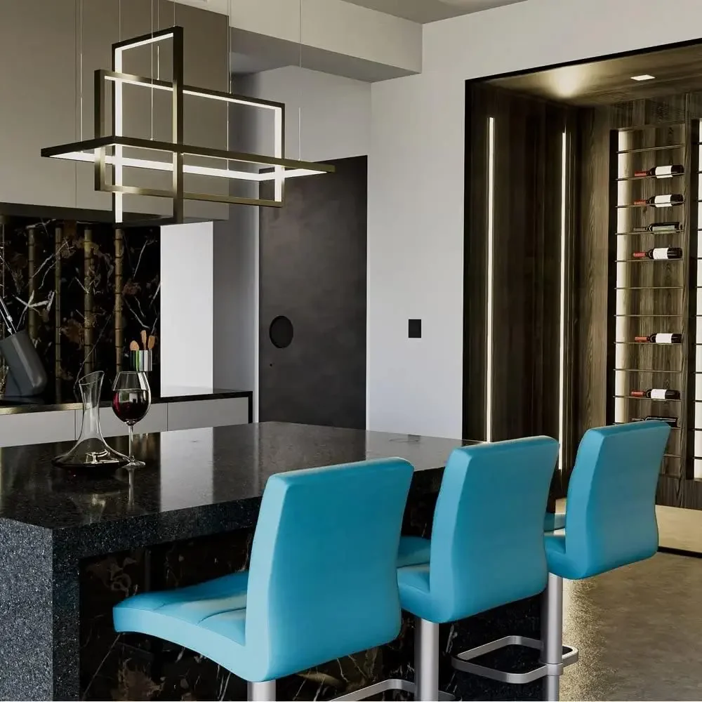 Furniture Lush Adjustable Height Teal Swivel Armless Bar Stool with Brushed Steel Base