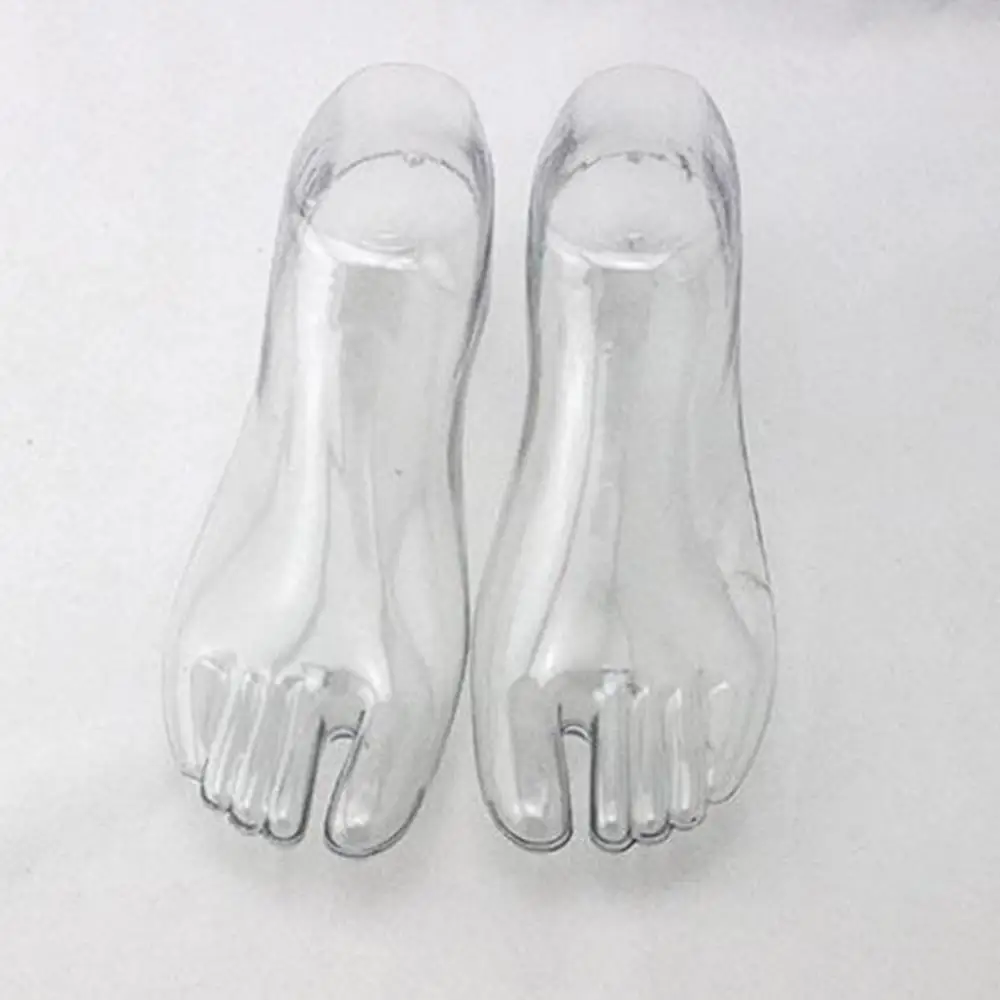 1 Pair Plastic Feet Foot Model Shoes Socks Stretcher Sandal Support Shaper Tool Transparent Mannequin Foot For Socks Foot Model