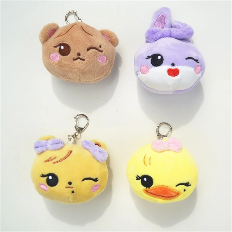

2025 New Kpop Korean Pink Cartoon Rose Jennie Plush Keychain Lisa Backpack Bag Pendant 8CM Small Head Key Chains Fans Gifts