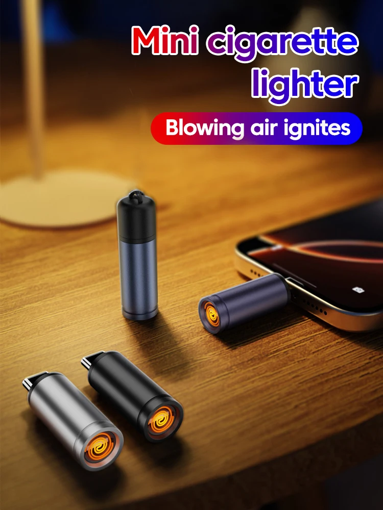 Mini allume-cigare de Type C pour téléphone Portable, soufflant d'air, allume-cigare Portable d'extérieur, coupe-vent, sécurité, USB C
