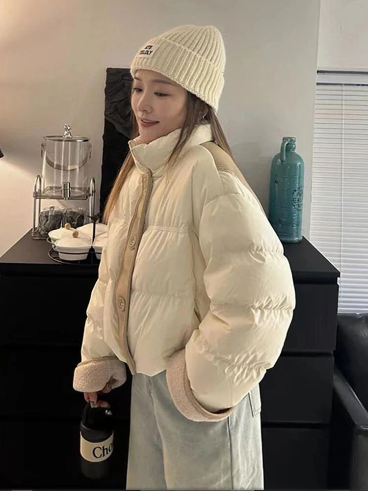 سترة نسائية بتصميم ربط من فراء الخروف باللون الأبيض سترة شتوية عصرية جديدة سميكة ودافئة اللون تحجب أسفل سترة