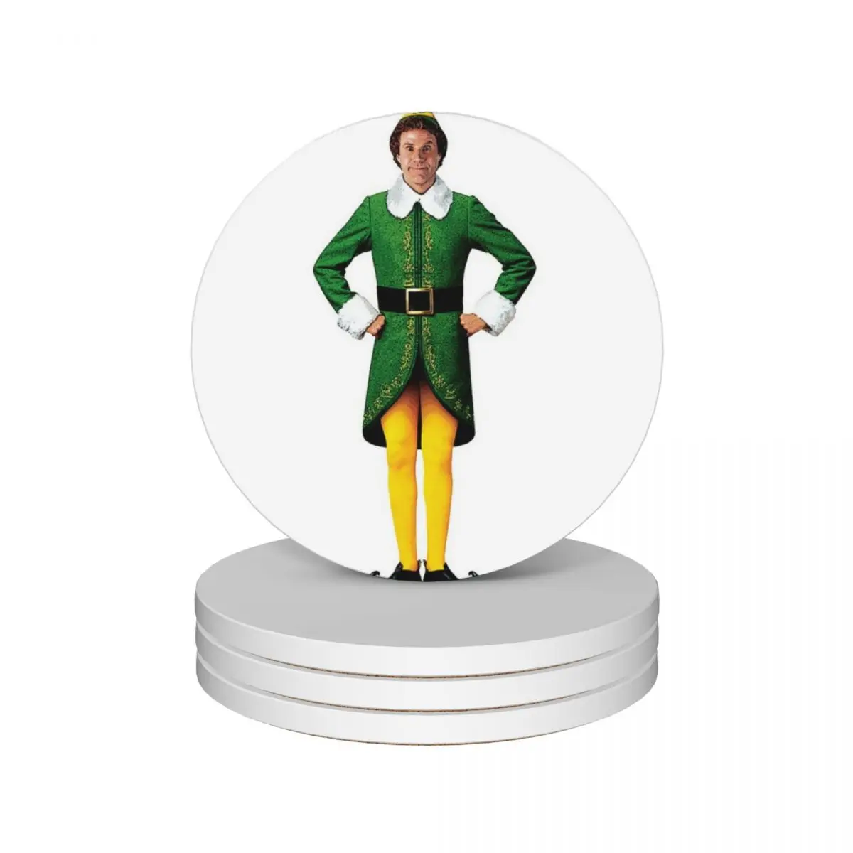 Buddy the Elf, Christmas Movie, Arms Akimbo Will Ferrell Ceramic Coasters (Set of 4) Cup mat personalize cute cup Coasters