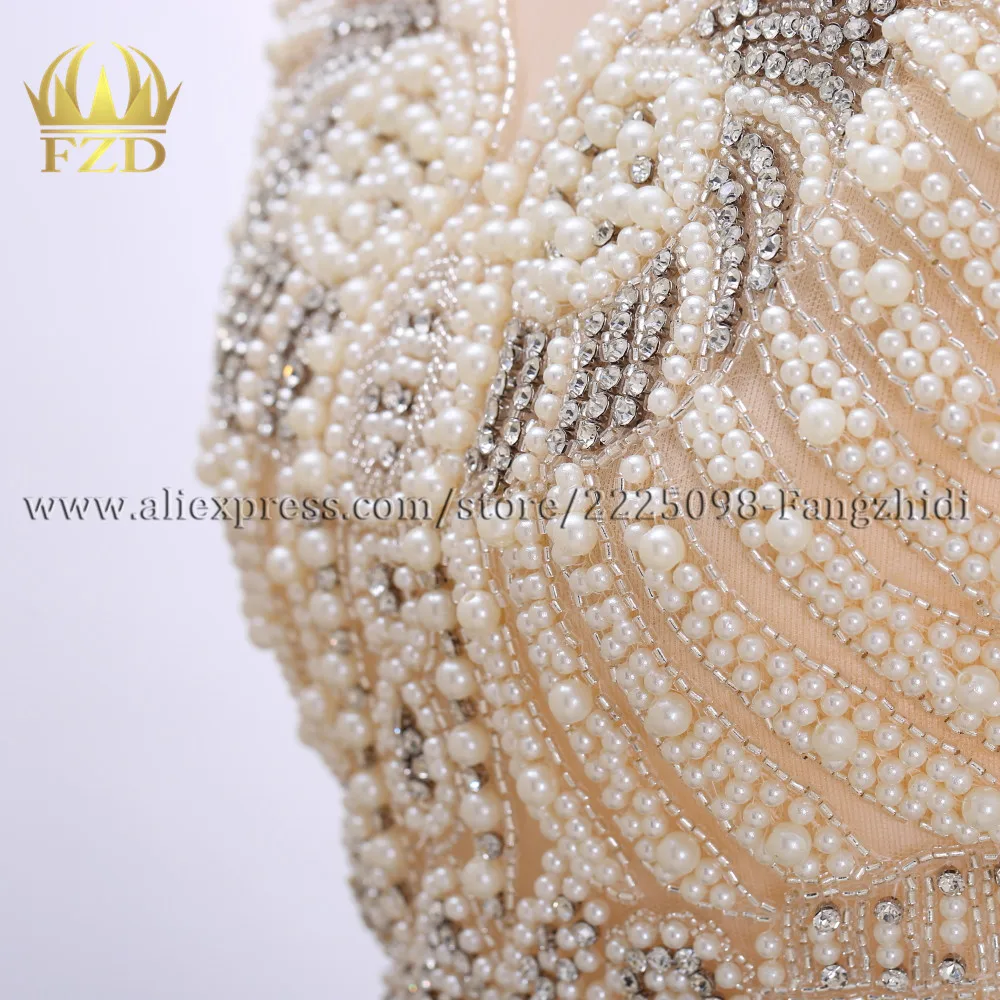 Imagem -04 - Fzd-white Pearl Body Patches para Vestidos de Casamento Strass Cristal Faça Você Mesmo Roupas Decorativas Tecido Moda Peça