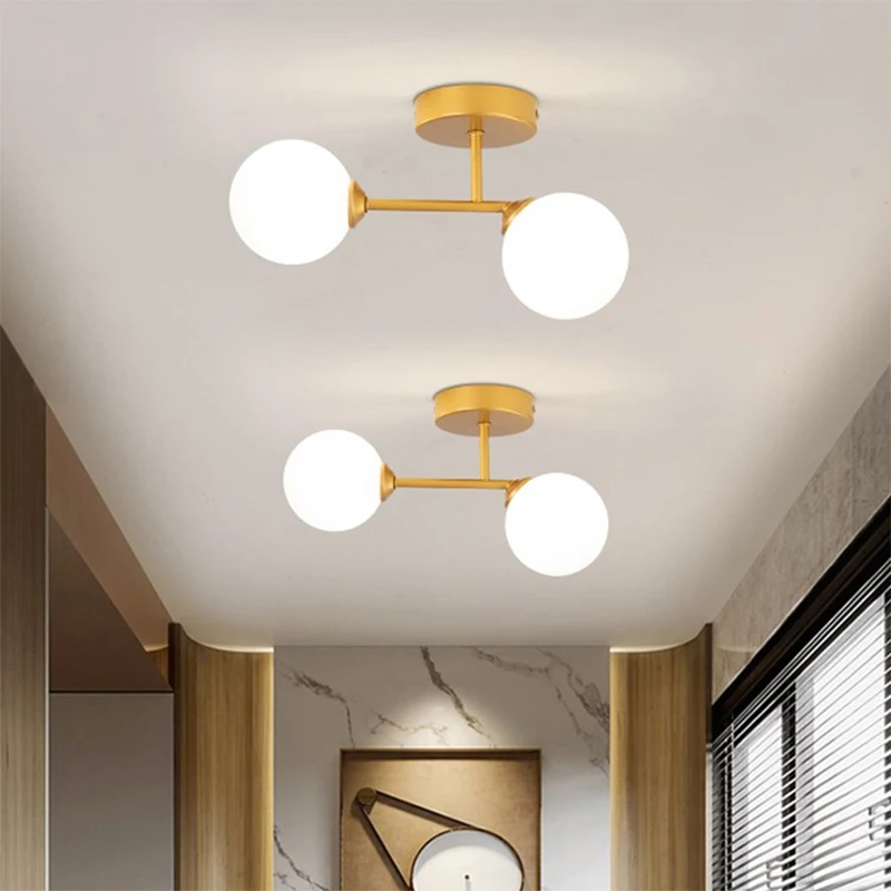 Modern Glass Ceiling Light Minimalist Black Gold 1/2 Heads Indoor Lighting For Hallway Aisle Balcony Entryway Cloakroom Fixtures