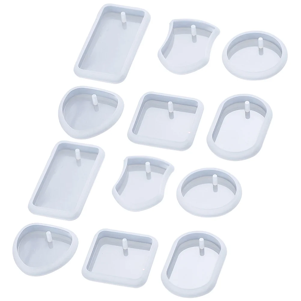 12 Pcs Locket Keychain Mold Epoxy Resin Silicone Molds for DIY Making Charm Crafts