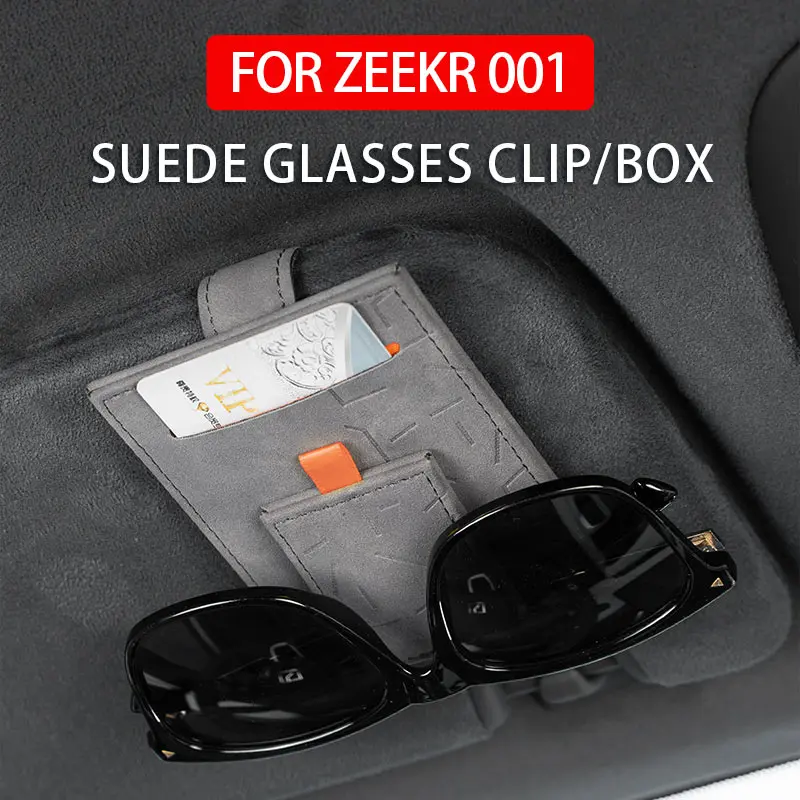 For ZEEKR 001 X7 007 2024 2025 suede Sunshade eyeglass frame clip Sunglasses storage box Car interior accessories