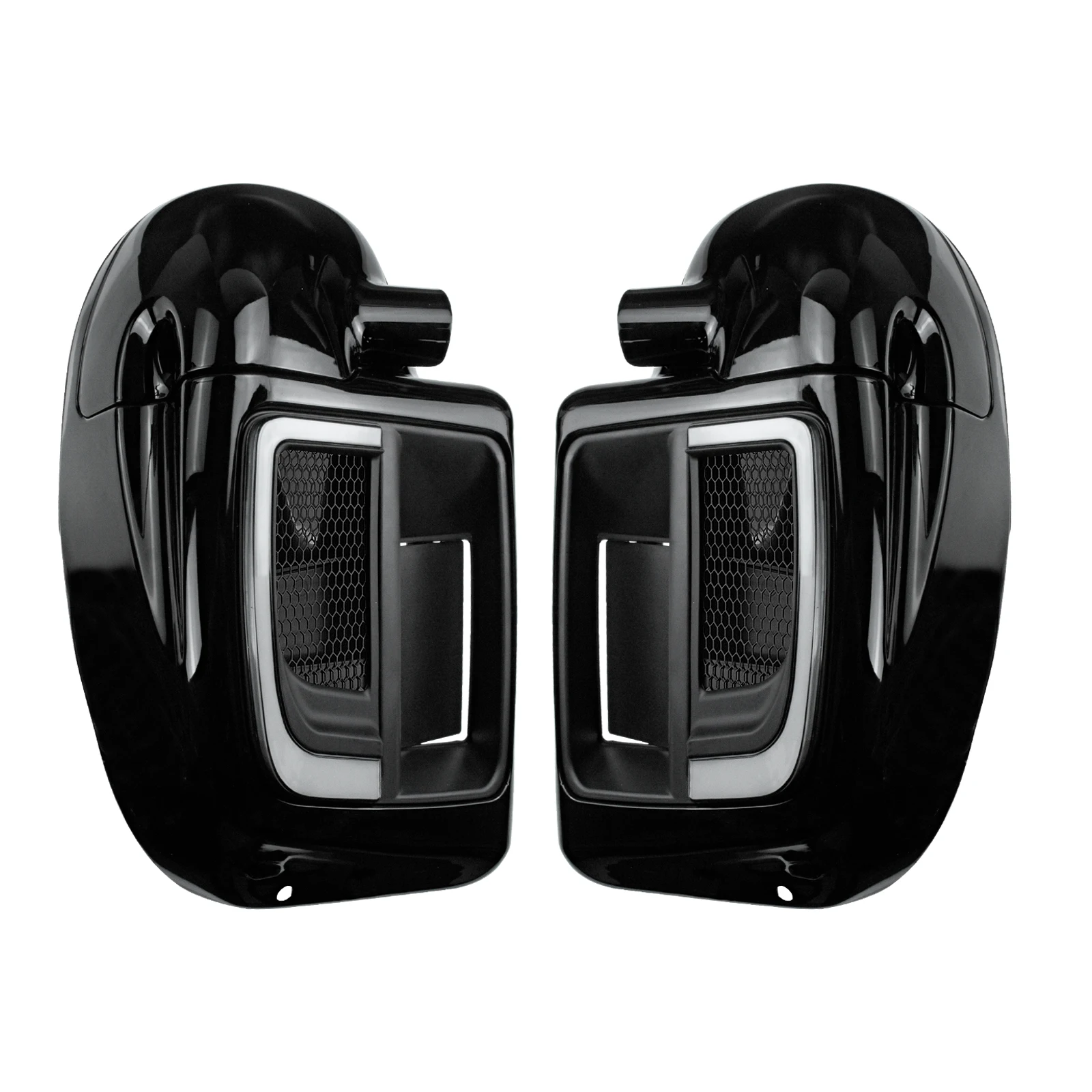 Motorcycle Black Lower Vented Glove Box Leg Fairings Boxes Set For Harley Touring Electra Street Glide FLTRX FLHX FLHT CVO14-24