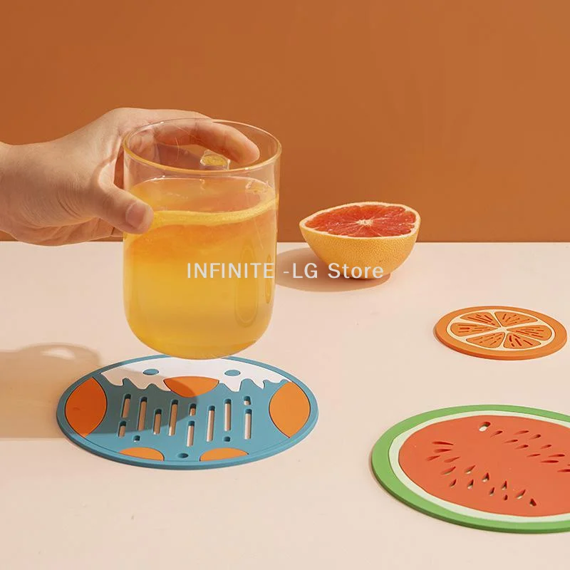 Novelty PVC Heat Insulation Cup Pads Table Cartoon Animals Fruit Place Mat Drink Coffee CoastersINFINITE -LG
