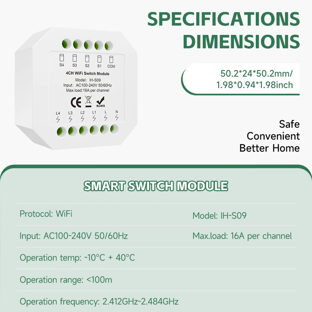 DIY Tuya WiFi Smart Light Switch Module 16A 4 Channel 1/2/3/4 Gang Relay Module Voice Control Alexa Google Home Smart Home