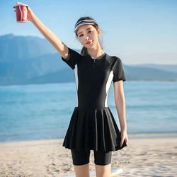 Costume da bagno modesto per le donne costume da bagno intero di grandi dimensioni gonna da bagno in stile coreano costume da bagno conservatore da donna 5xl