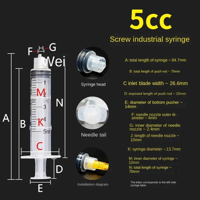 1/2/5/10pcs 3 5 10 20 30 50cc 100 200ml Plastic Syringe Luer Lock Syringe Screw Storage Crimp Industrial Dispensing Glue Tool