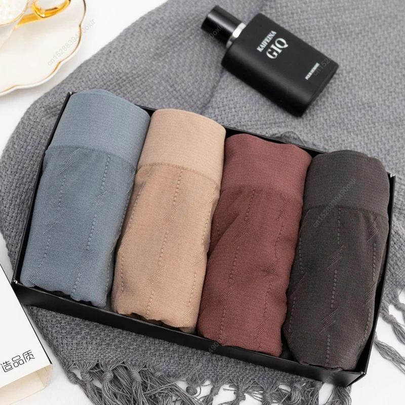 4pcs/lot Youpin Men's Underwear Ice Silk Boxers Man Breathable Panties Solid High Quality Shorts Underpants Men Seamless Boxer