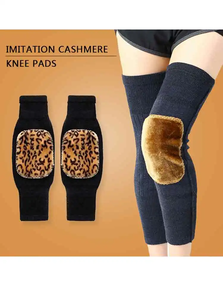 AliExpress 1Pair Unisex Thick Wool Leg Warmers Winter Knee Braces for Rheumatic Arthritis Ski Cycling Running Leg Sleeves Knee Wraps