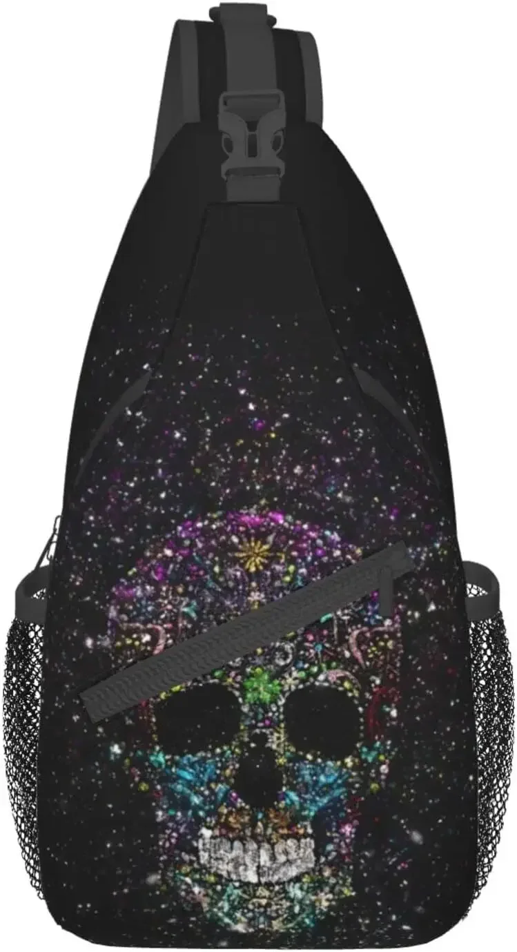 

Skull Sling Bag for Women Men, Funny Crossbody Sling Backpack Shoulder Bag Chest Bag for Travel Hiking