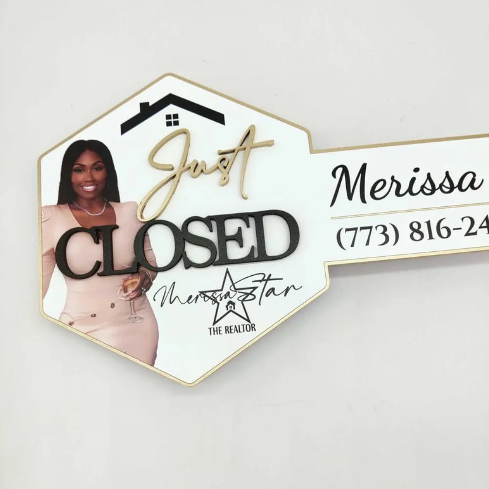 Just Closed Custom Sign with Photo 3D Key Sign  Closing Gift for Realtors Real Estate Sold Key Realtor Closed Sign