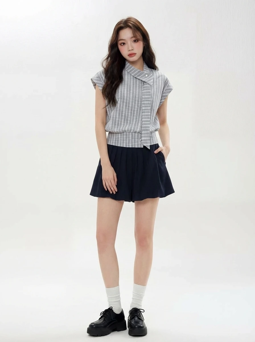 

Casual Chic Sleeveless Shirt Women's Summer College Style Unusual Length Breathable Skin-friendly Unique Design Casual Wear
