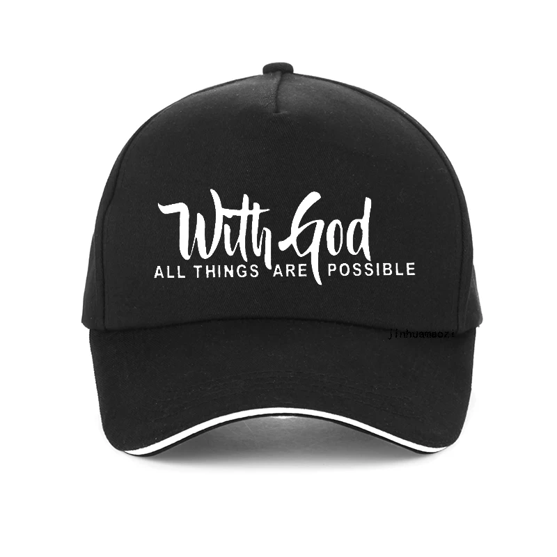 

With God All Things Are Possible Print Men Women Christian Baseball Cap Religious Graphic Faith Female hat