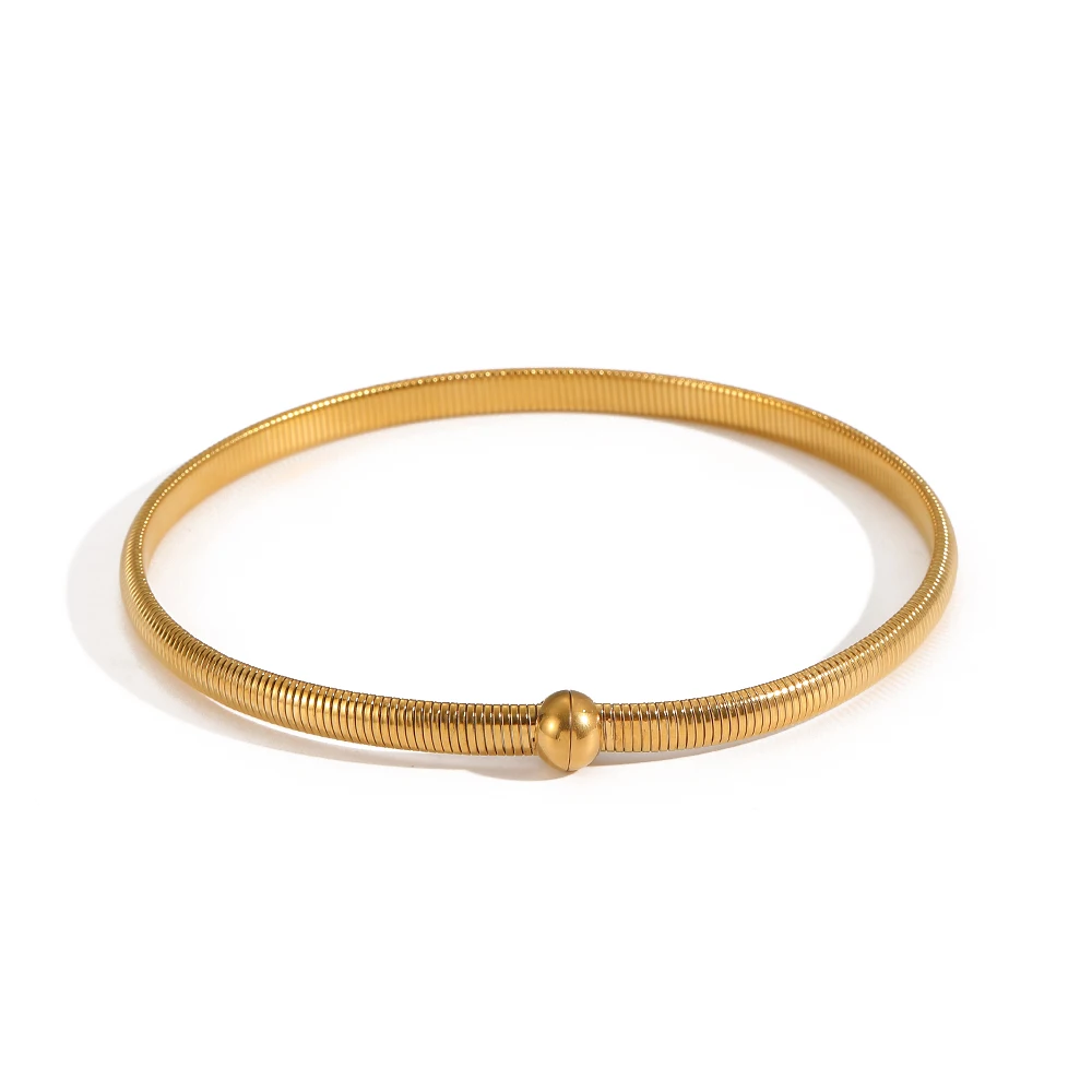 TD New Stainless Steel Vintage Elastic Bangle Can Be Turned Into a Necklace For Women Girls Fashion Aesthetic Jewelry