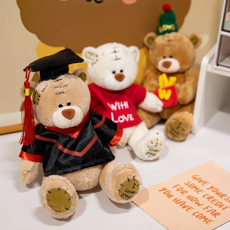 Kawaii Dr.Bear juguetes de peluche lindos animales de peluche osos encantadores Cosplay sombrero de Doctor parche osos muñecos de peluche regalos de graduación Decoración