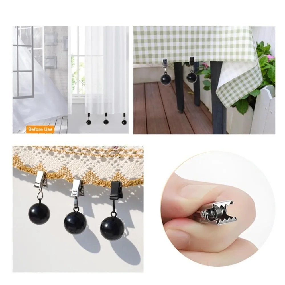 4pcs Solid Metal Ball Tablecloth Weights Clips Windproof Heavy Duty Curtain Drape Holder Table Cover Pendant Clips