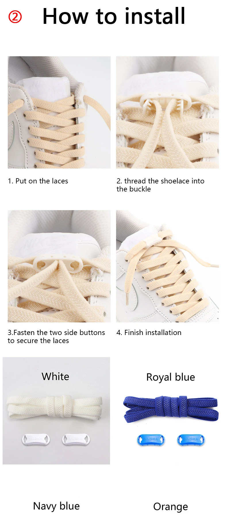 1 Paar Schnürsenkel ohne Krawatte, elastische Schnürsenkel für Kinder und Erwachsene, für Turnschuhe, Schnürsenkel, schnelle Spitze, faule Sport-Gummibänder, flache Schnürsenkel – Detail 8