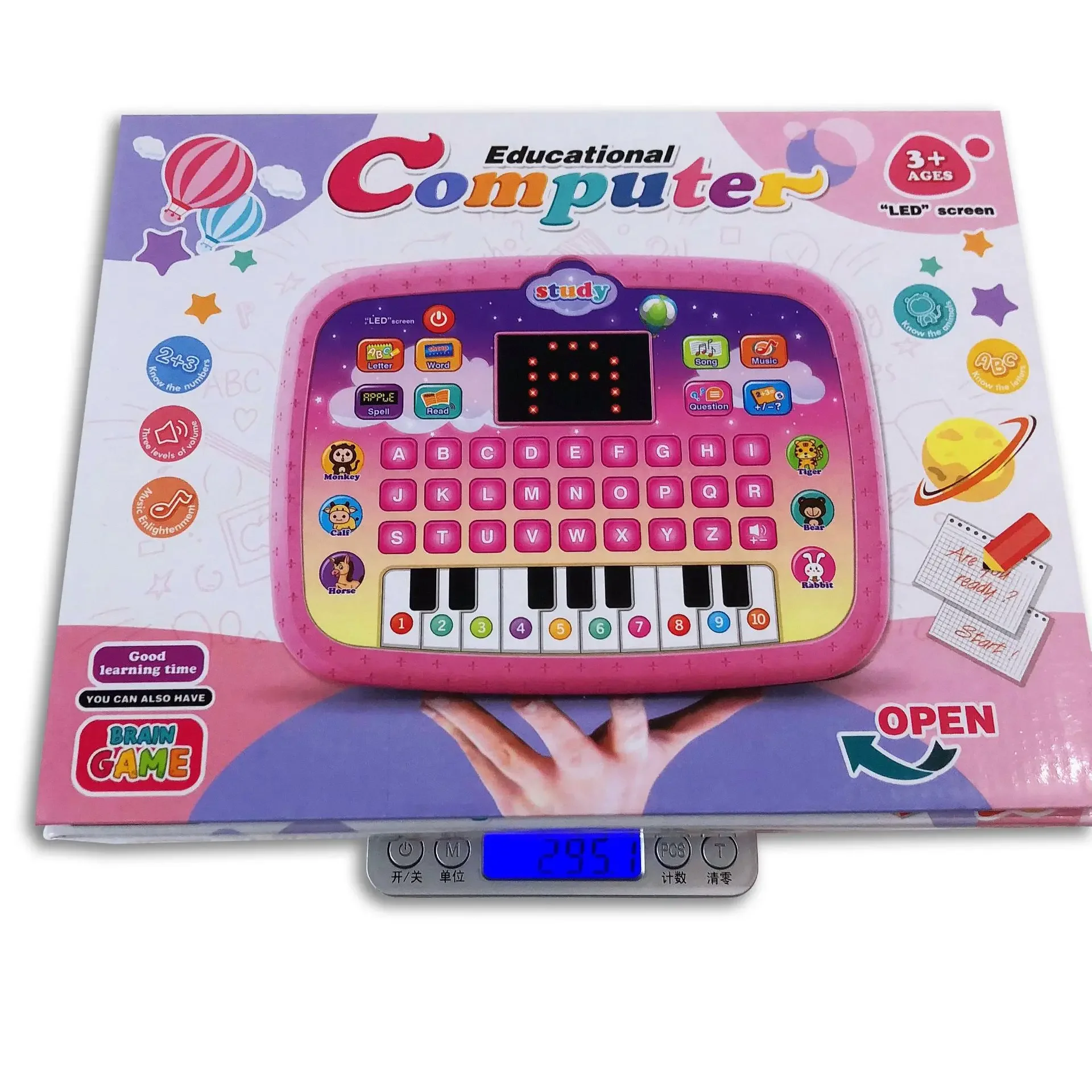 Tablette d'apprentissage avec écran LED, jouets éducatifs, ordinateur portable, alphabet, piano, Mainan Bayi