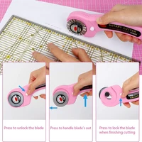 45mm Rotary Cutter with 5pcs Replacement Blades & Sewing Clips & Fabric Marker Pen for DIY Sewing Fabric Leather Quilting 6
