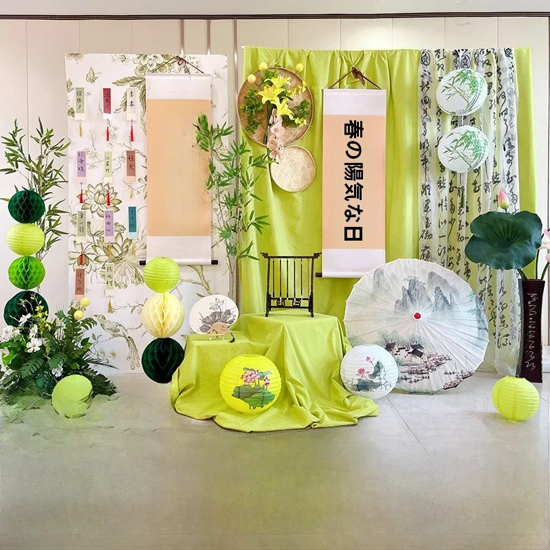 

Spring Aosphere een Baund Curtain Chinese Calliaphy Fabric Scenic Decoration for Kindergarten Entrance Ceremony