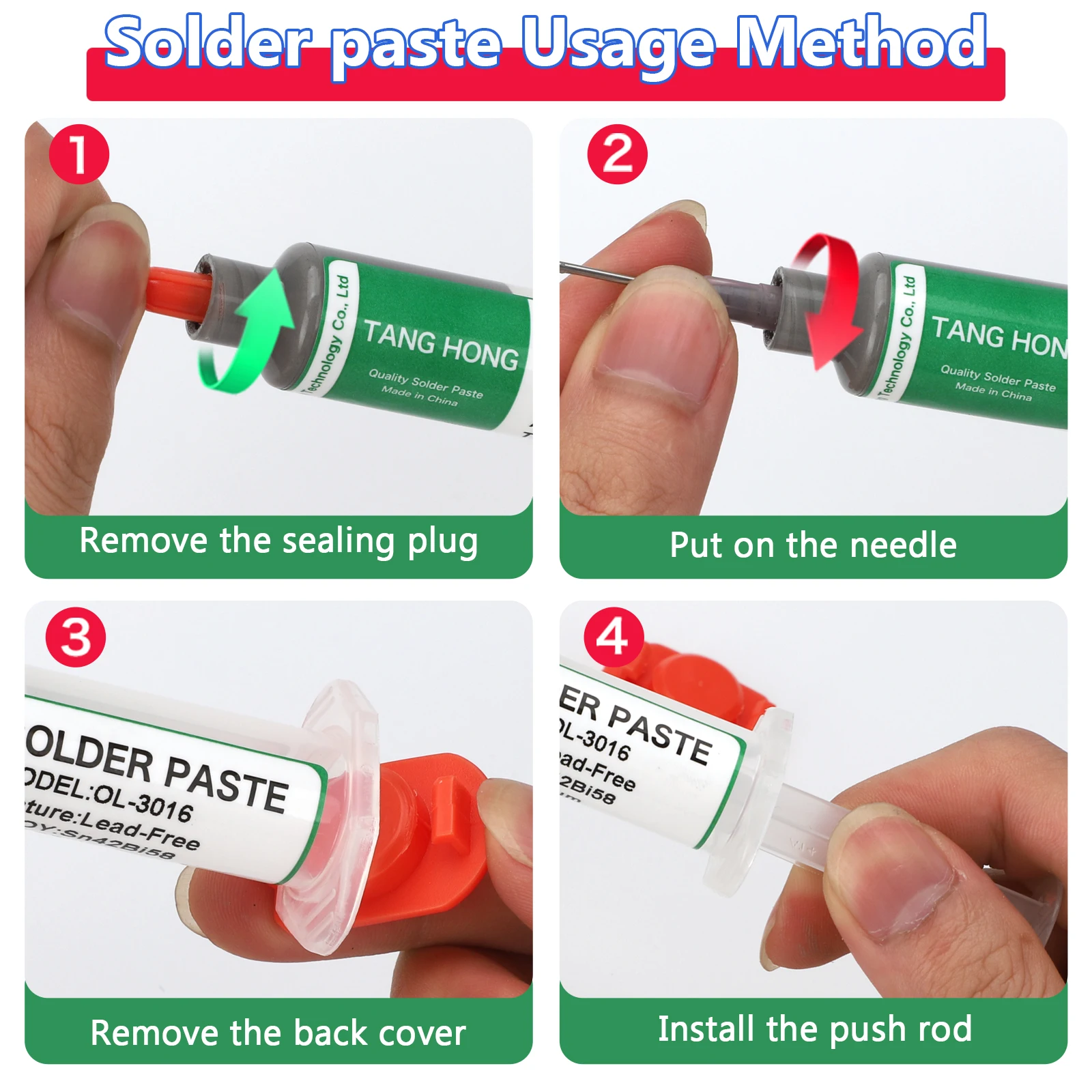 TANGHONG Low Medium High Temperature Lead-Free Syringe Solder Paste Sn42bi58 SMD Led Iphone Repair Soldering Welding Paste 138℃