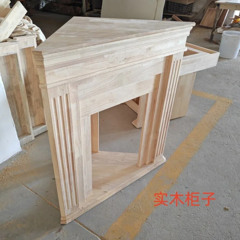 Customized solid wood corner simulation furnace fireplace cabinet American corner entrance decorative cabinet living room triang - view 3
