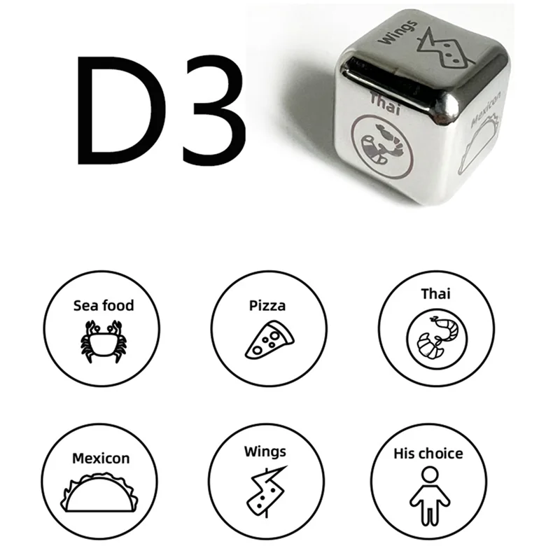 5 шт., кости для решения еды, кости для ночи даты, подарки на годовщину, стальные подарки для него/и, идея для свидания в ночное время, расстройство «Евангелие из кьев»