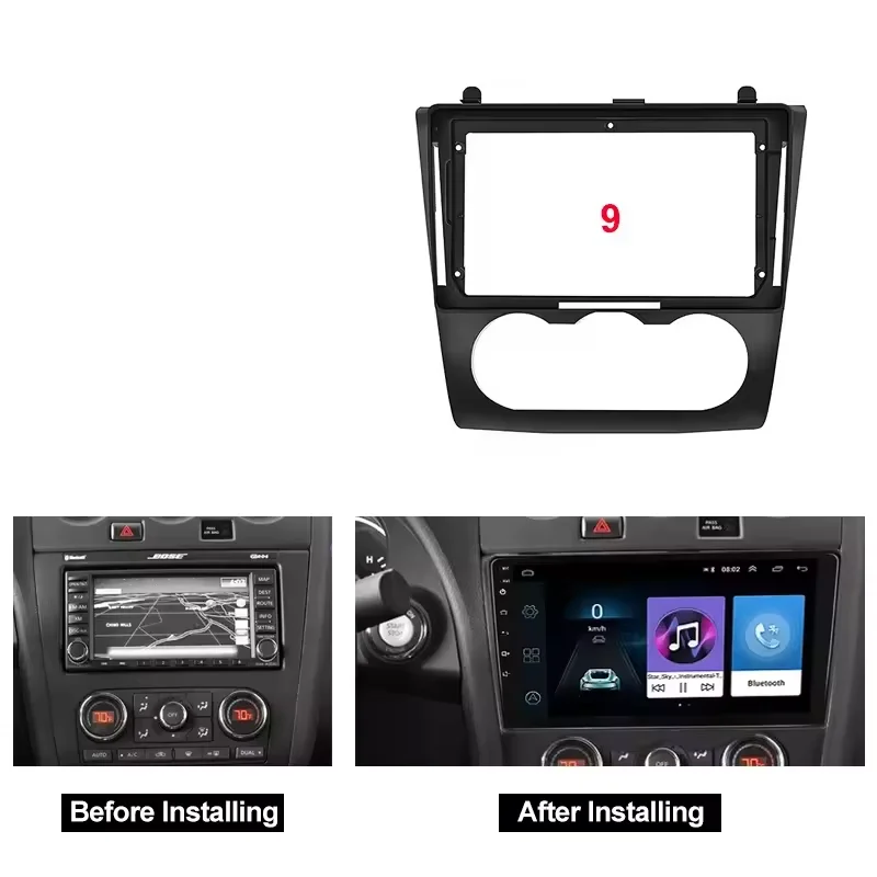 Double din Car Audio 9 Inch plastic Fascia Frame For Nissan Teana Altima Auto MT 2006-2012 in Dash Stereo Fitting Panel Kit