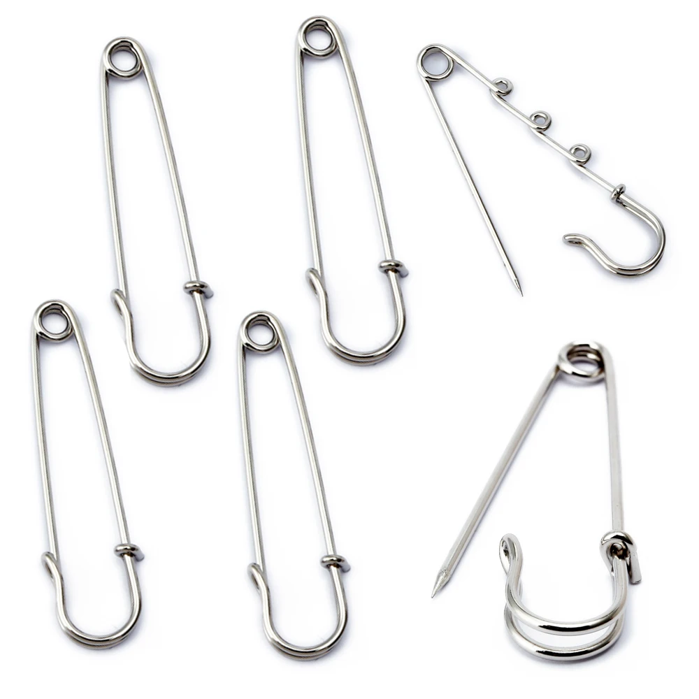 10Pcs Safety Pins Brooch Blank Base Brooch 40/50/58/68/70mm Pins Jewelry Pin For Craft Skirts Clothes Making Supplies Accessorie