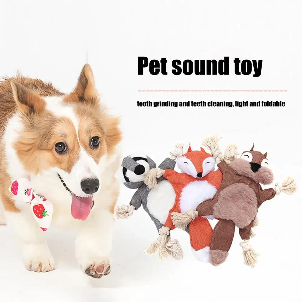 Pet Toy with Sound Paper Bite-resistant Pet Toy Pet Toy Plush Fox Raccoon Squirrel Bite-resistant Teeth Fun Playing for Cats