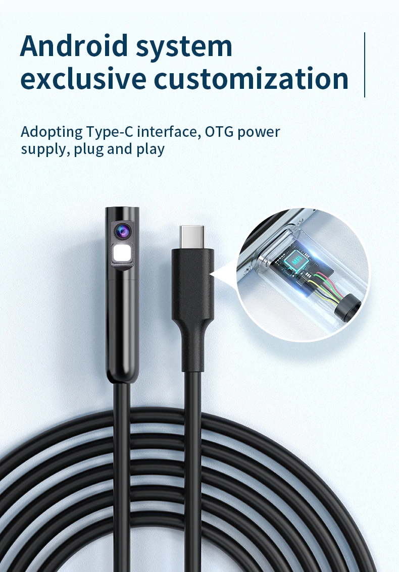 KERUI 2MP Mini-Inspektionskamera Endoskop Industrielle Endoskopkamera für Autos und Rohrleitungen Dual für Typ C iPhone iOS Wasserdicht – Detail 5