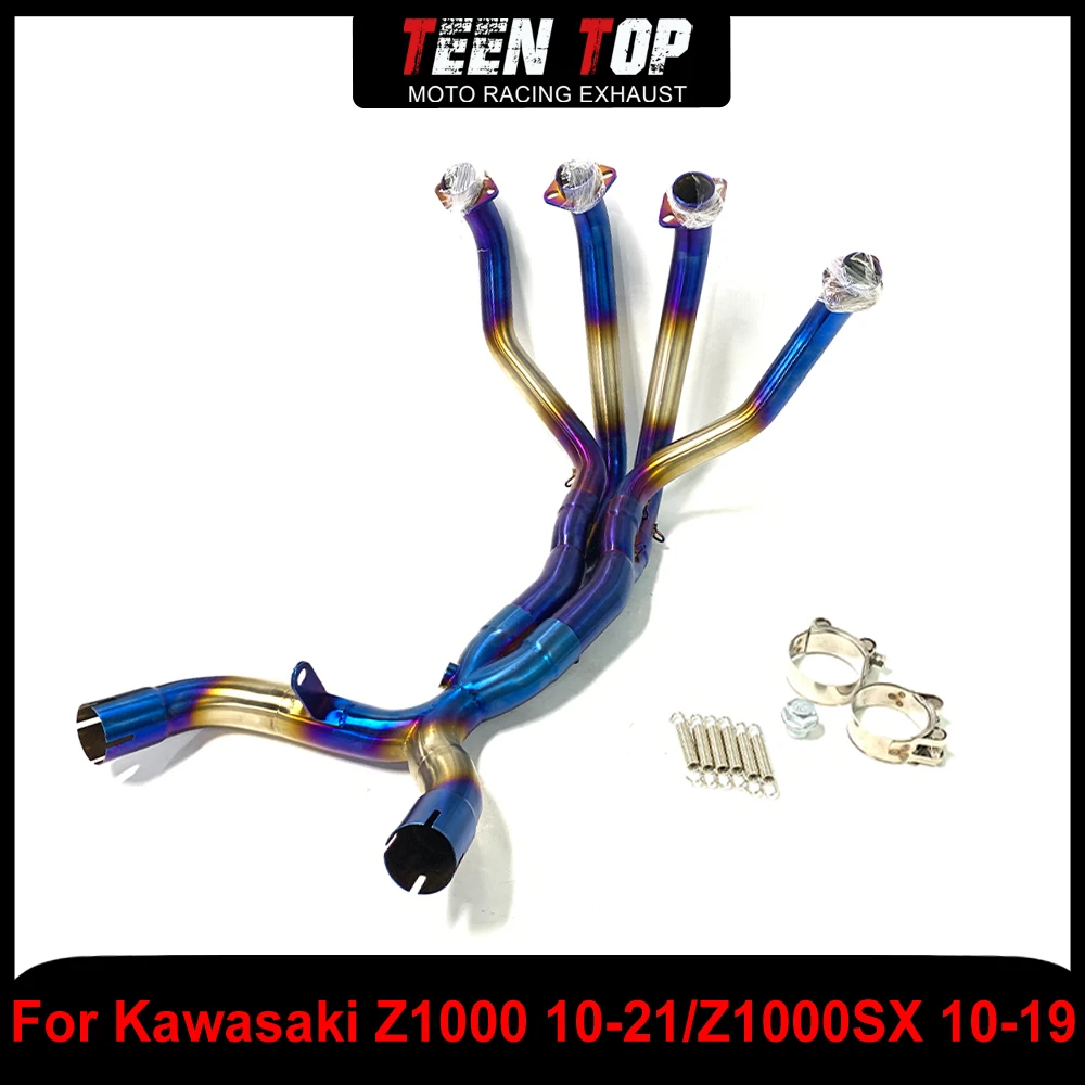 

For Kawasaki Z1000 Z1000SX Exhaust Elbow Front Link Pipe Moto Stainless Steel Z1000 2010-2021 Exhaust Connection Pipe Blue