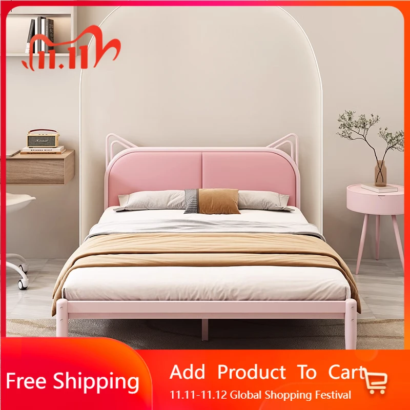 

Light Luxury Iron Bed European Simple Sleeping Princess Style Designer Bed High Quality Comfortable Modern Muebles Furniture