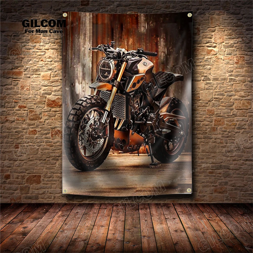 Retro Motorcycle Cars Banner Flag Automobile Motor Vehicle Poster Wall Decor Advertisement   Sign Pub Club Bar Decor Sign view 5