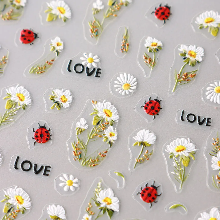 Autocollants pour ongles 5D en relief, décalcomanies à motif de CÔTÉ cinelle, pétales de fleurs, breloques adhésives, décor de curseur de manucure, 2 pièces