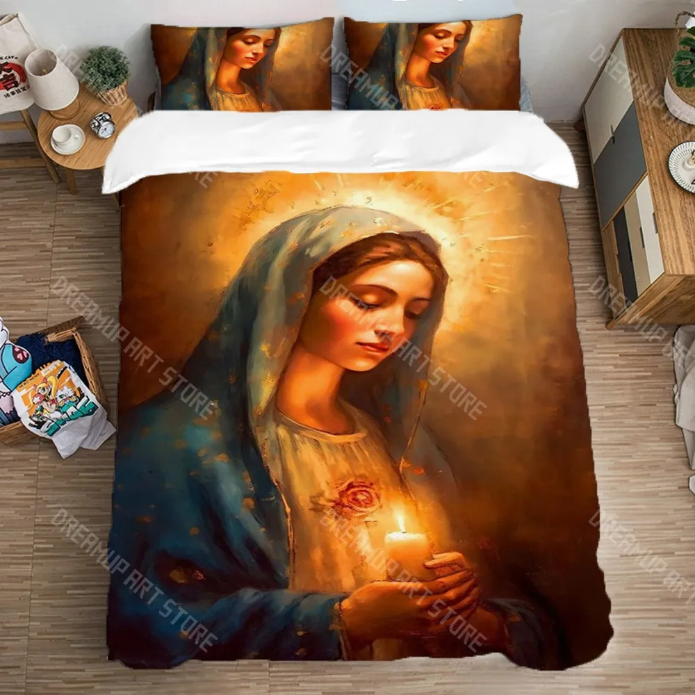 3D Printed Virgin Mary Madonna Holy Bedding Set for Boys Girls Duvet Cover Pillowcase Twin Queen King Full Single Double Sizes