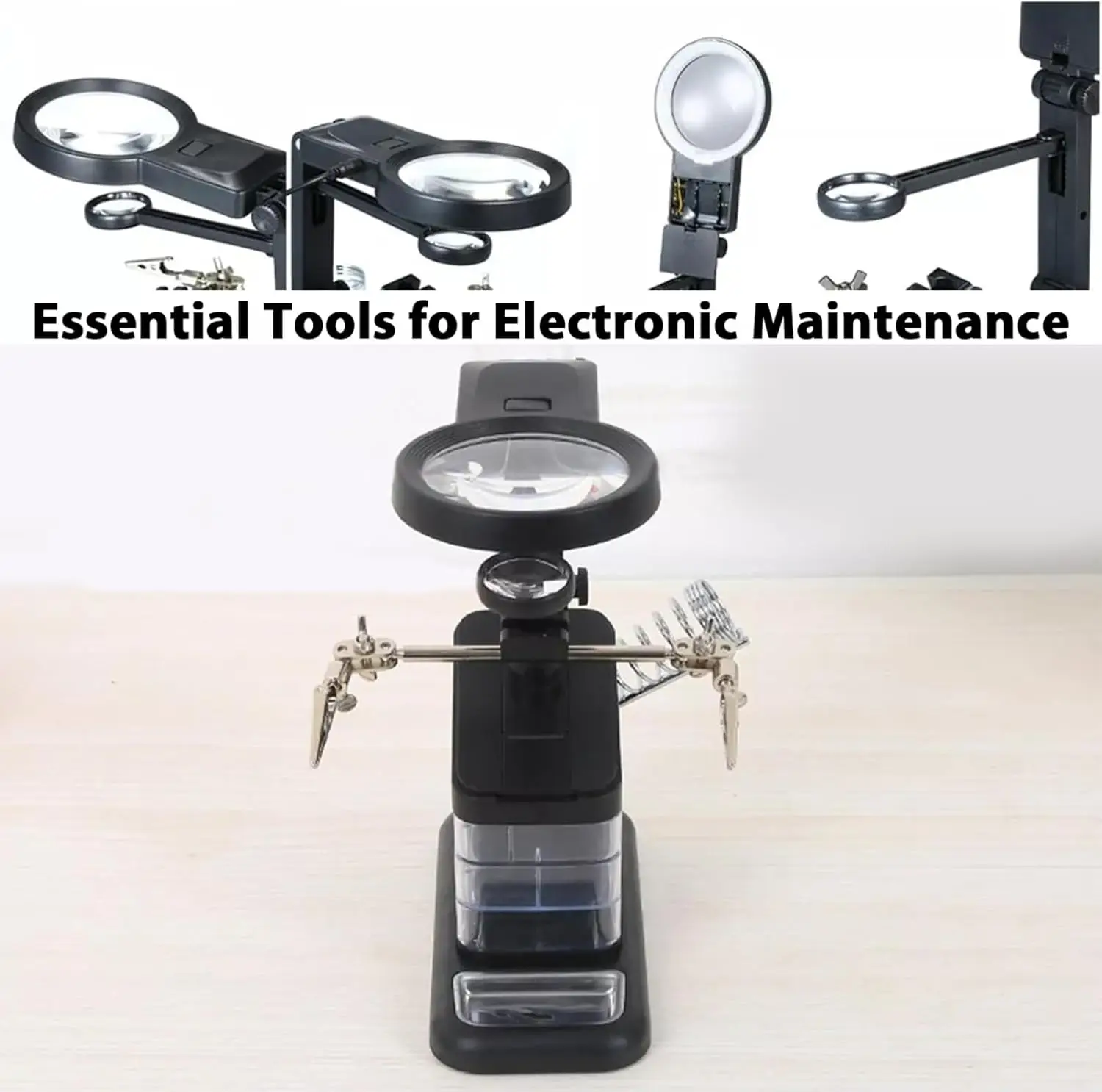 25x Led Light Welding Auxiliary Clip Magnifier Electric Soldering Iron Circuit Board Welding Iron Magnifying Glass Bracket Tools