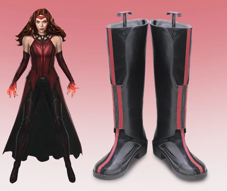 Wanda Vision Scarlet Witch Cosplay Wanda Maximoff Boots Custom Made Boots Halloween Carnival Shoes