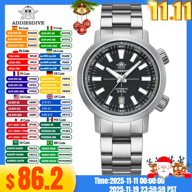 

ADDIESDIVE 2025 New Men Watch reloj BGW9 Super Luminous Japanese 8215 Sapphire Grass 20Bar Waterproof Automatic Mechanical Watch