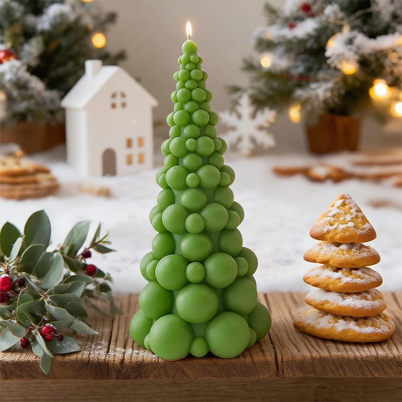 Oversized Bubble Christmas Tree Candle Silicone Mold DIY Christmas Decor Ornament Craft Tool for Home Candle Making Mold