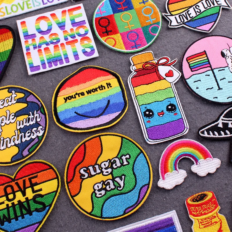 Iron On Patch LGBT Patches On Clothing Stickers Badges Gay Pride Clothing Thermo Adhesive Patches For Clothes Stripes Accessory