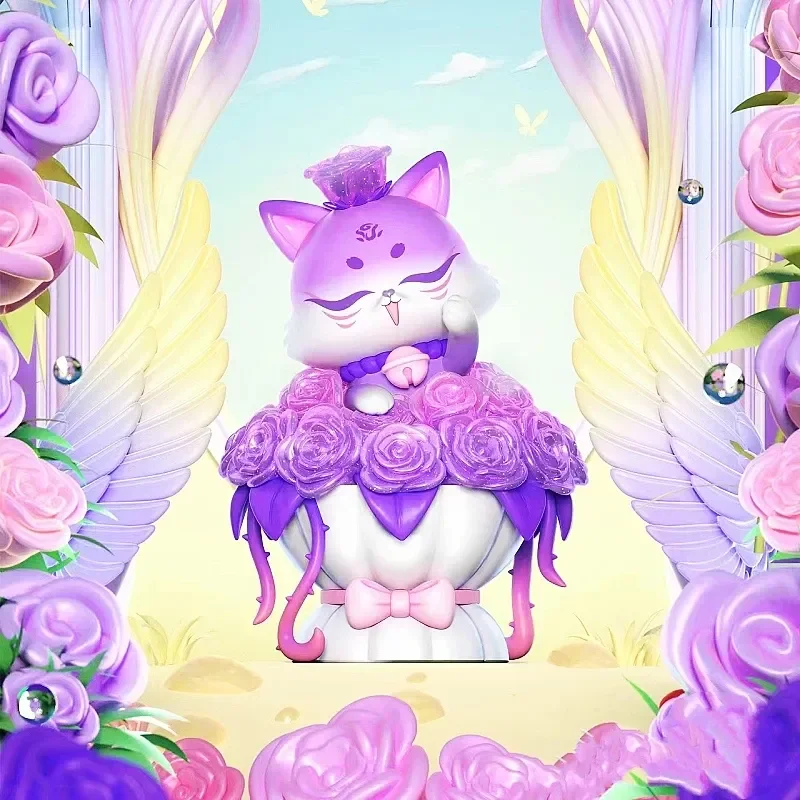 Genuine Ancient Nine Fox Rose Fairy Elevator Blind Box Handmade Nine Tailed Fox Decoration Girl Collection  Gift Cute Fox Toys